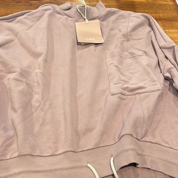 NAP Tops - NAP Women's Drawstring Hem Cotton Sweatshirt in Lilac Size S NWT $109